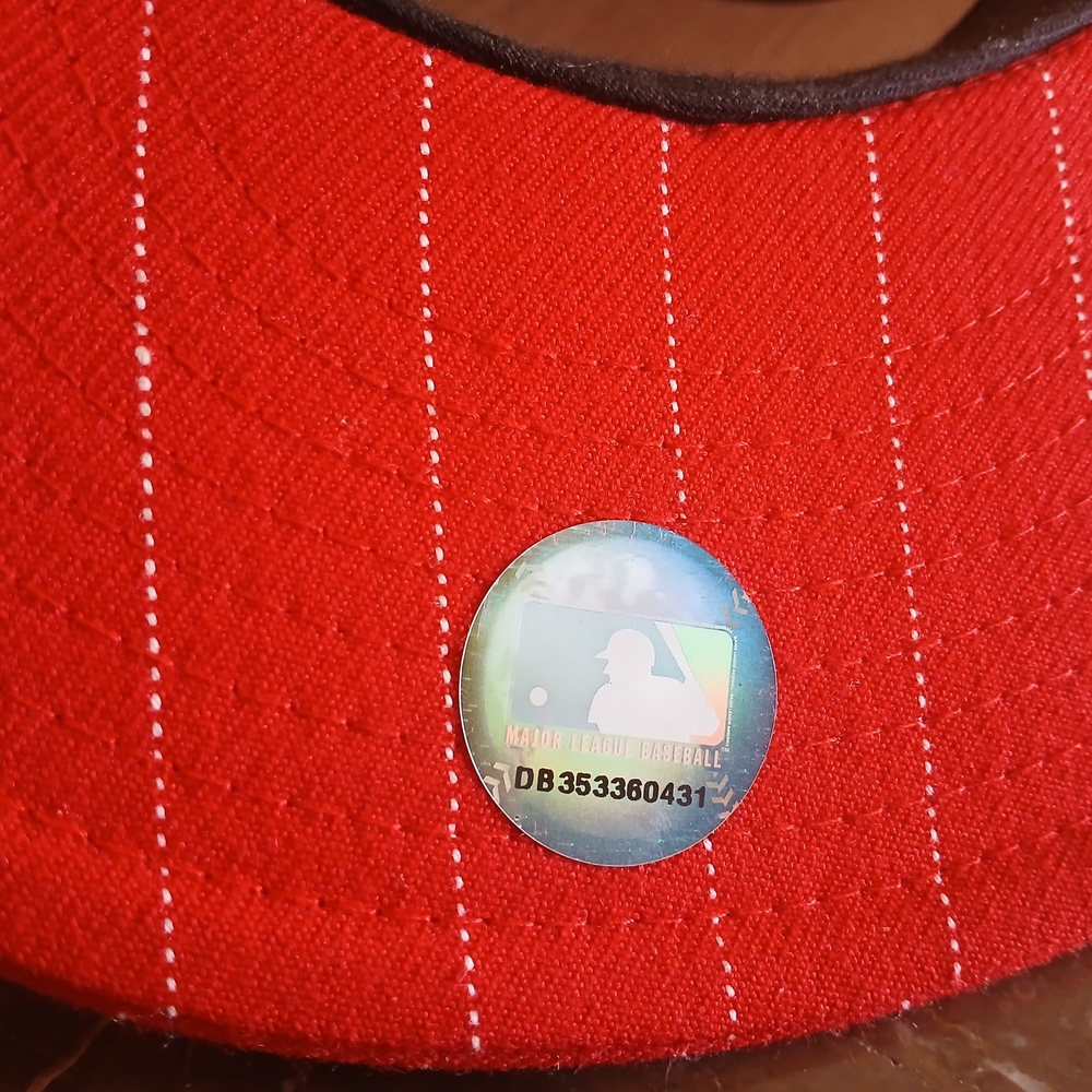 New Era Red Pinstripe Baseball Cap - Picture 7 of 11